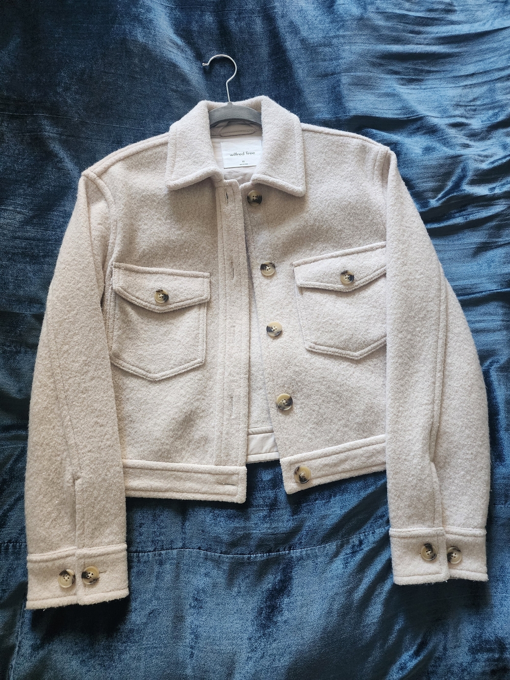 Aritzia Wilfred Free Ganna Cropped Shirt Jacket - Heather Bone